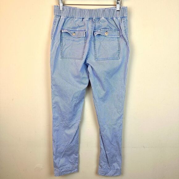 J. Crew Elastic Blue Striped Pants Women’s 4 - Picture 5 of 6